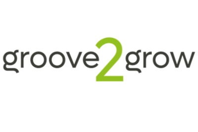 Logo "groove2grow", die Zwei ist dabei grün eingefärbt